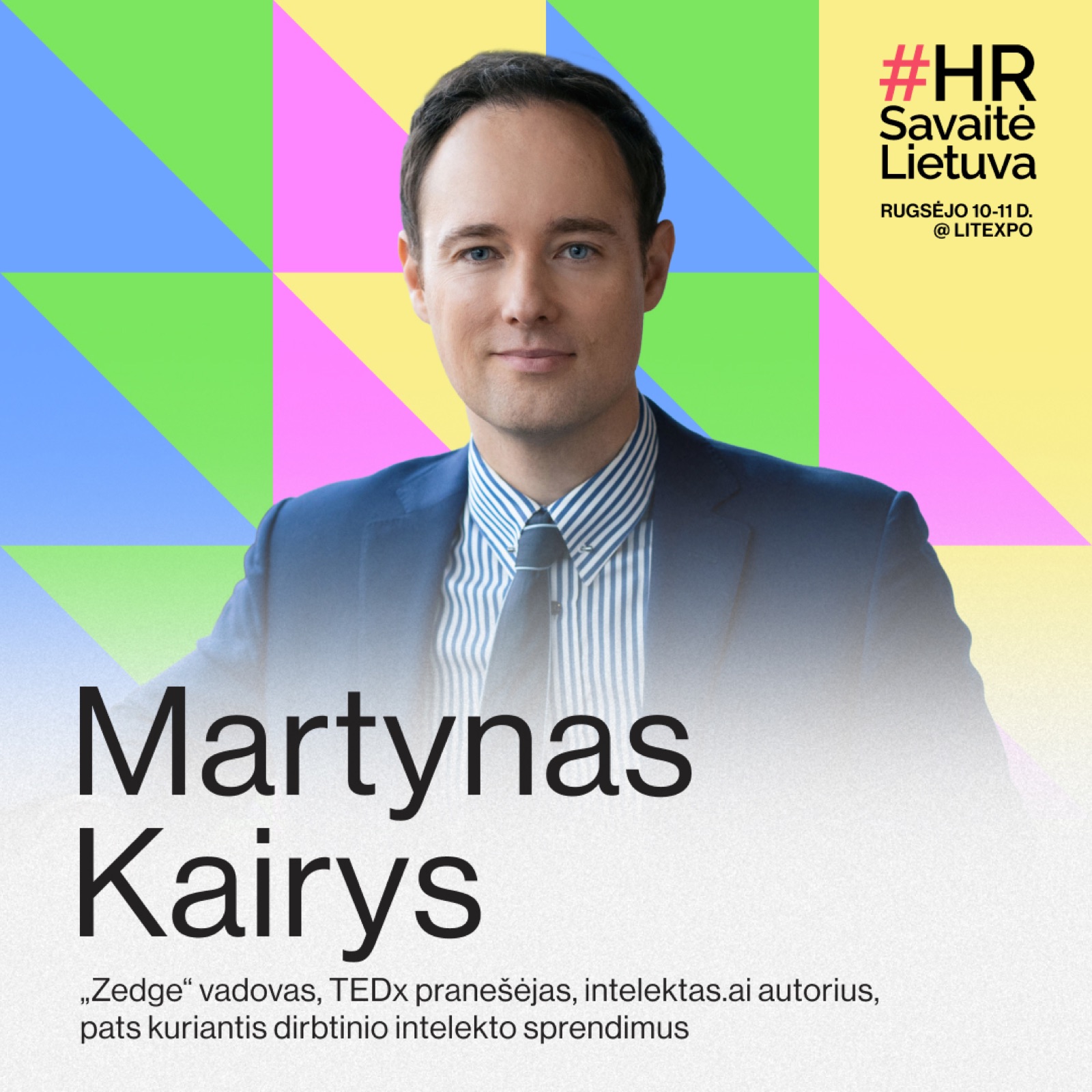 HR Week Lithuania 2026 speaker card for Martynas Kairys, 10-11 September at Litexpo